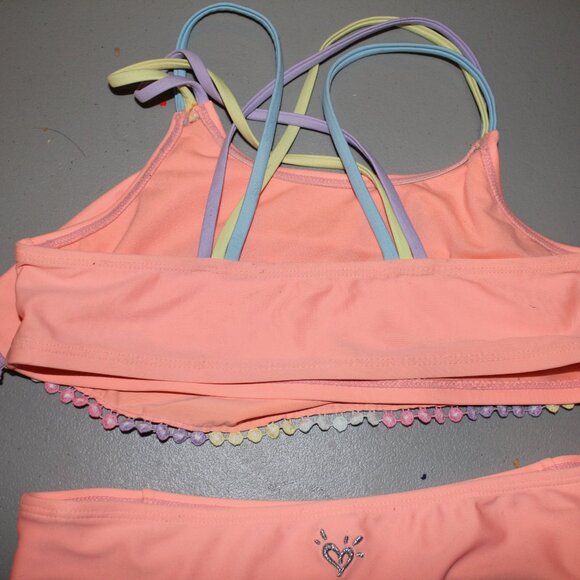 Orange 2 Pcs Justice Bikini9 Swimsuit Size 14 - Picture 7 of 12